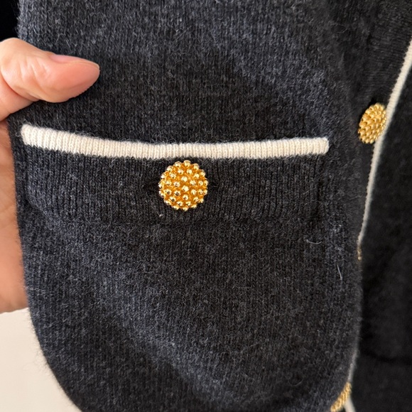 Chic Dark Gray Cardigan with Gold Buttons - Picture 3 of 5